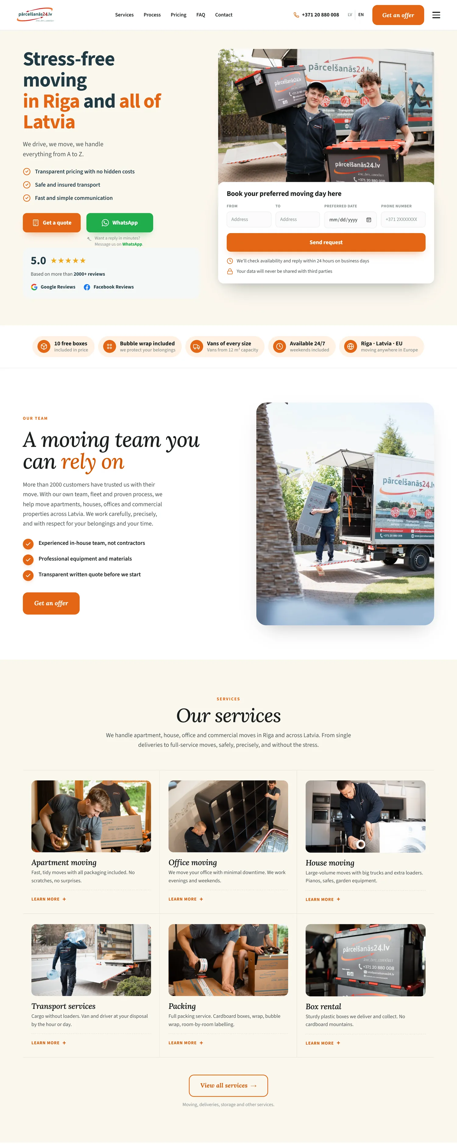 parcelsanas24.lv landing page